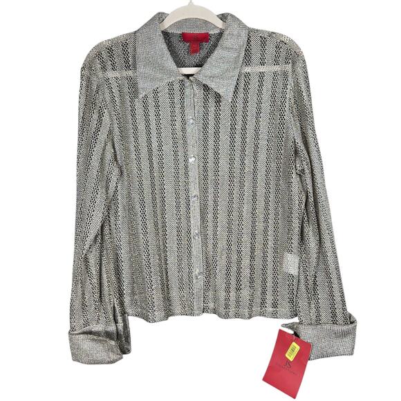 JS Collections Metallic Twin Set Womens 16 Silver Knit Party Formal Y2K Vintage - Picture 8 of 12